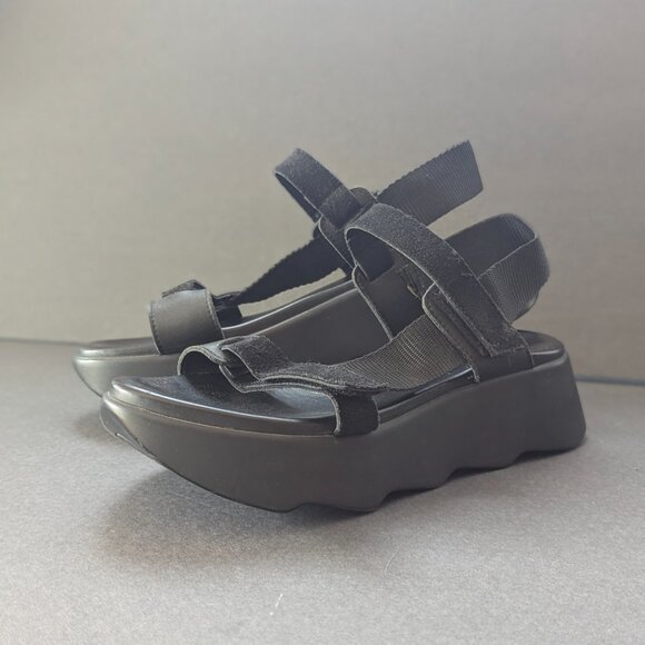 Black suede and leather strappy velcro sandals  made in Italy size 39 - Picture 2 of 11